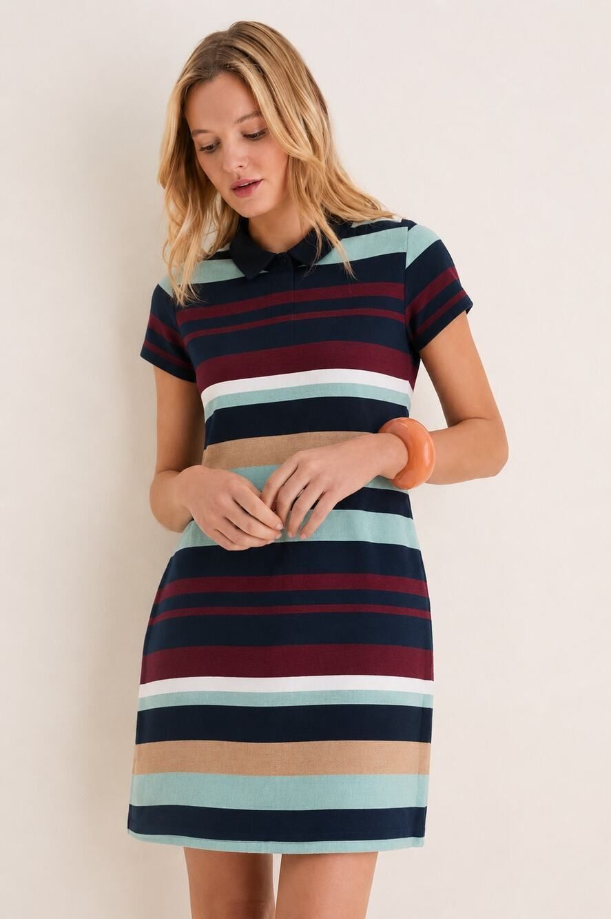 Zara Trafaluc Striped Shift Dress S Collared Mini Mod Retro Preppy Chic 90s